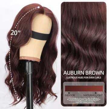 Nnzes Wigs with Curtain Bangs for Women Long Wavy Women's Charming Synthetic Lace Front Wigs with Ba...
