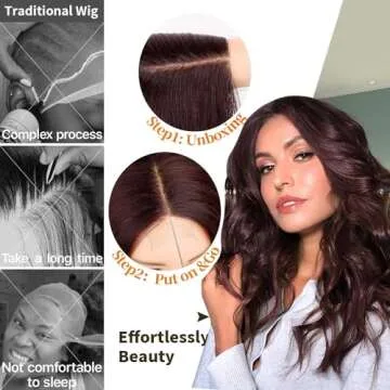 Nnzes Chocolate Brown Wigs with Curtain Bangs for Women