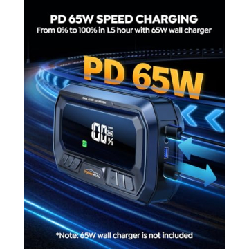 YaberAuto Portable Car Jump Starter with Air Compressor 160PSI, 6000A 65W Charging Car Battery Jump Starter Battery Pack (All Gas/12L Diesel) Jump Box Car Battery Jumper Starter Portable, 600lm Lights