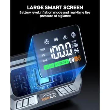 YaberAuto Portable Car Jump Starter with Air Compressor 160PSI, 6000A 65W Charging Car Battery Jump Starter Battery Pack (All Gas/12L Diesel) Jump Box Car Battery Jumper Starter Portable, 600lm Lights