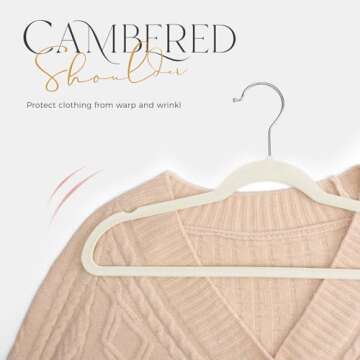 HOUSE DAY Premium Velvet Hangers 100 Pack, Non-Slip Clothes Hangers Ivory - Durable and Sturdy Felt Hangers, Velvet Hangers for Coat, Pants & Dress Slim Suit Hangers Space Saving for Closet Organizer