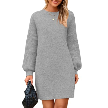 PRETTYGARDEN Women's Winter Pullover Sweater Dress with Lantern Sleeves