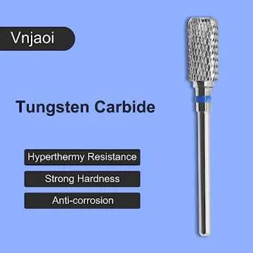 Vnjaoi Super Long Nail Drill Bits Cylindrical, 3/32'' Carbide Tungsten Bits, Suitable for Manicure Pedicure Cuticle Gel Polishing, Remove Dip Powder, Professional Advanced Bits, (Silver, Medium Grit)