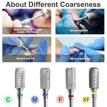 Vnjaoi Super Long Nail Drill Bits Cylindrical, 3/32'' Carbide Tungsten Bits, Suitable for Manicure Pedicure Cuticle Gel Polishing, Remove Dip Powder, Professional Advanced Bits, (Silver, Medium Grit)