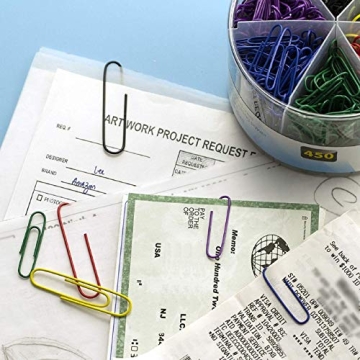 Color Coated Paper Clips Set - 450 Durable Clips for Organization