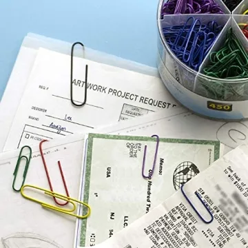 Color Coated Paper Clips Set - 450 Durable Clips for Organization