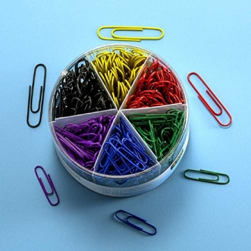 Color Coated Paper Clips Set - 450 Durable Clips for Organization