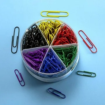 Color Coated Paper Clips Set - 450 Durable Clips for Organization