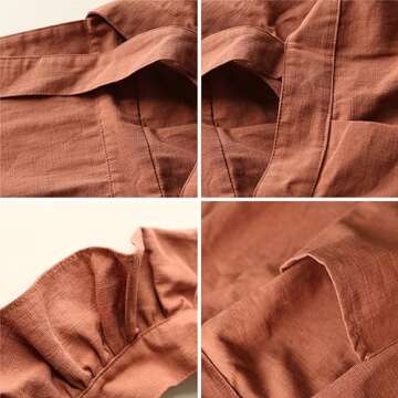 OBEEII Cotton Linen Apron for Women Girls Cross Back Kitchen Cooking Aprons with Pockets Vintage Baking Gardening Work Apron Pinafore Dress Cute Work Art Painting Florist Shop Overalls Brown One Size