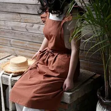 Vintage OBEEII Cotton Linen Apron for Kitchen and Gardening