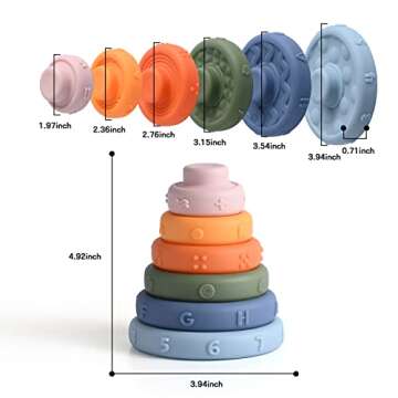 WOMRICH Montessori Toys for 1 Year Old, Baby Toys, 3 in 1 Sensory Toys Bundle, Baby Toys 6 to 12 Months, Baby Blocks, Stacking Cups and Rings Toy Great for Teething, Learning & Education Toys