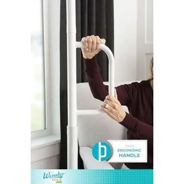Stander Wonder Pole Lite, Adjustable Floor to Ceiling Safety Grab Bar with Security Support Handle for Fall Prevention, Tension Mounted Transfer-Pole for Adults, Seniors, and Elderly, White