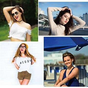 PAXCOO 10PCS Black Velvet Choker Necklaces with A Stroage Bag for Women