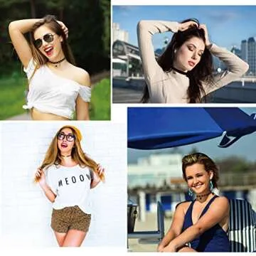 PAXCOO 10PCS Black Velvet Choker Necklaces with A Stroage Bag for Women