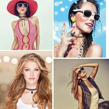 PAXCOO 10PCS Black Velvet Choker Necklaces with A Stroage Bag for Women