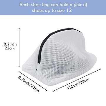 Tenn Well Shoe Washing Machine Bags, 3PCS Mesh Laundry Bags for Shoes, Sneakers, Trainers, Tennis Shoes, Slippers, Fit up to Men’s Size 12