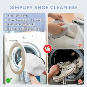 Tenn Well Shoe Washing Machine Bags, 3PCS Mesh Laundry Bags for Shoes, Sneakers, Trainers, Tennis Shoes, Slippers, Fit up to Men’s Size 12