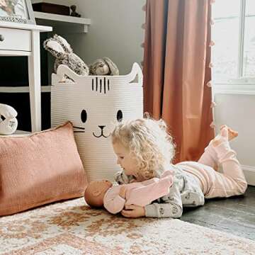 Cute Cat Design Storage Basket for Kids and Pets