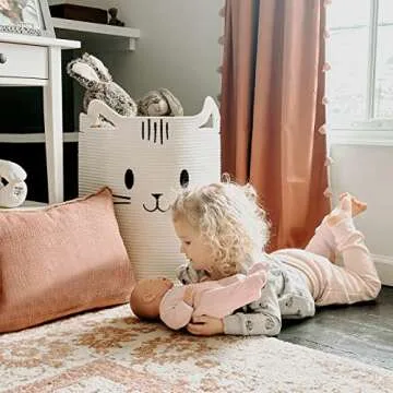 Cute Cat Design Storage Basket for Kids and Pets