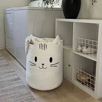Cute Cat Design Storage Basket for Kids and Pets