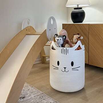 Cute Cat Design Storage Basket for Kids and Pets
