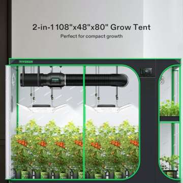 VIVOSUN D948 2-in-1 9x4 Grow Tent, 108"x48"x80" High Reflective Mylar with Multi-Chamber and Floor T...