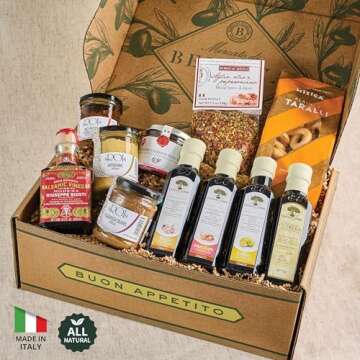 Bellina Mama Mia! Grand Italian Gift Basket With Award Winning Balsamic Vinegar, Infused Olive Oils,...