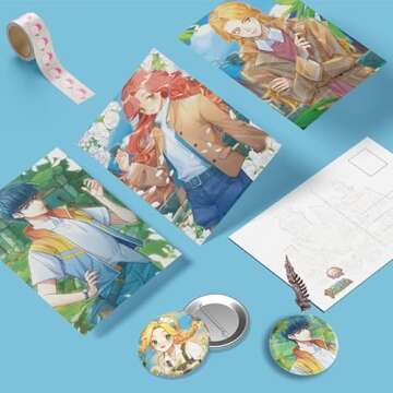 My Time at Portia Merch Set: 4 Postcards & 4 Pins