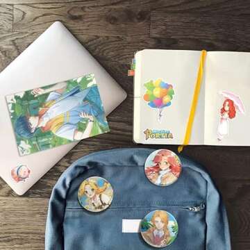 My Time at Portia Merch Set: 4 Postcards & 4 Pins