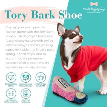 Haute Diggity Dog Tory Bark Shoe, Plush Designer Dog Toys with Interactive Squeaker, Stimulating Pet...