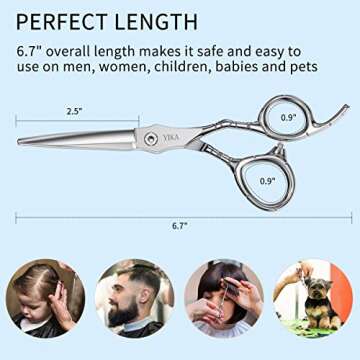 Barber Scissors, YIKA Hair Scissors - Thinning Teeth Hair Shears Set, TRULY SHARP Japanese Stainless Steel 6.7 inch