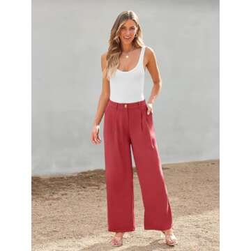 LILLUSORY Wide Leg Dress Work Pants - Women's Palazzo Trousers for Office Wear