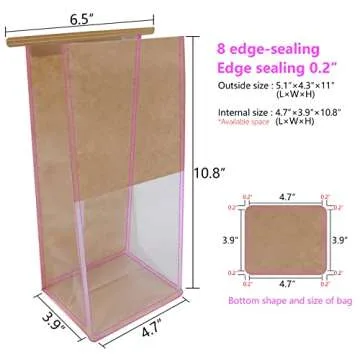 euduv Bakery Bags with Window Cookie Bags for Packaging 50Pcs 5.1x4.3x11 Inches Brown Kraft Paper Tin Tie Tab Lock Candy Bags Treat Bags, Popcorn, Coffee Bags Resealable