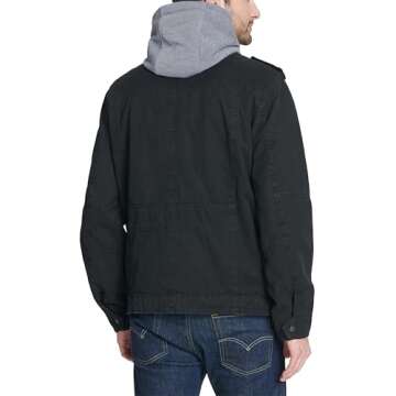 Levi's Men's Washed Cotton Military Jacket: Versatile Style with Removable Hood