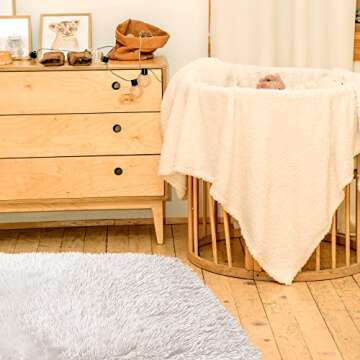 TTLOJ Rectangle Rug for Play Tent, Decorative Area Rug, Fluffy Soft Mat Pad for Kids Room Playhouse Nursery Room, Children Room Decor Dormitory Velvet 50.5" Lx38.5 W White