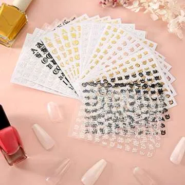 Maitys 24 Sheets Old English Nail Sticker 3D Holographic Letter Nail Stickers Nail Letter Stickers Old English Alphabet Nail Decals for DIY Women Nail Decoration(Classic Colors)