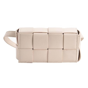 Mini Fanny Pack for Women with Convertible Crossbody Shoulder Bag, Woven Cassette-Style Handbag Purse 7.3 * 4 * 2.6 Inch