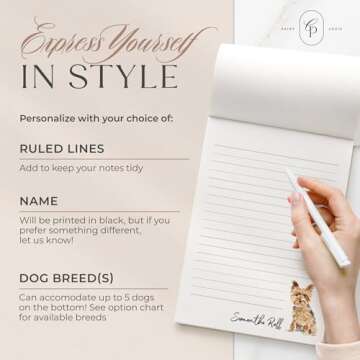 Personalized Stationery Dog Themed Note Pads, Choose from 85 Breeds Dog Stationery Set, Personalized Notepads for Dog Lovers, as Gift or To-do List Stationary, Lined/Unlined Custom Notepads - Dogs Pad