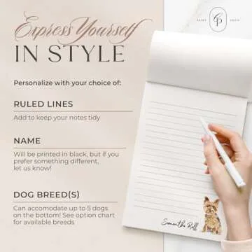 Personalized Stationery Dog Themed Note Pads, Choose from 85 Breeds Dog Stationery Set, Personalized Notepads for Dog Lovers, as Gift or To-do List Stationary, Lined/Unlined Custom Notepads - Dogs Pad