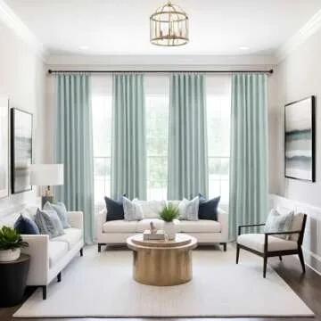 Mint Green Curtains 108 Inches Long for Living Room 2 Panels Rod Pocket Drapes Light Filtering Semi ...