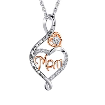 BFF&UNICORN Sterling Silver Heart Infinity Necklace Gifts for Moms