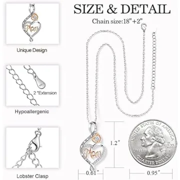 Sterling Silver Heart Infinity Necklace for Moms