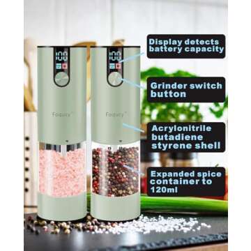 Rechargeable Electric Salt & Pepper Grinders with Display