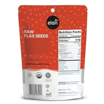 Elan Organic Flax Seed – 9 oz Whole Raw Seeds, Vegan & Gluten-Free
