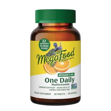 MegaFood Women's 40+ One Daily Multivitamin – Energy, Immune, & Bone Support - Non-GMO - 90 Tabs