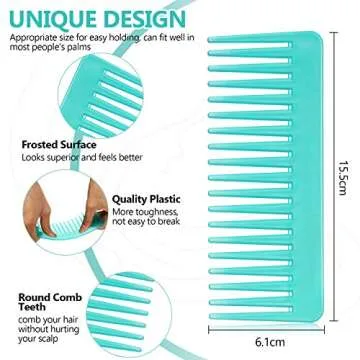 Large Hair Detangling Comb Wide Tooth Comb for Curly Hair Wet Dry Hair, No Handle Detangler Comb Sty...
