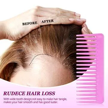 Large Hair Detangling Comb Wide Tooth Comb for Curly Hair Wet Dry Hair, No Handle Detangler Comb Styling Shampoo Comb (Cyan, Rose Red)