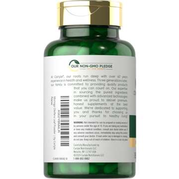 Carlyle Moringa Oleifera | 180 Capsules | Non-GMO and Gluten Free Supplement | Complete Green Superfood | from Moringa Leaf Powder