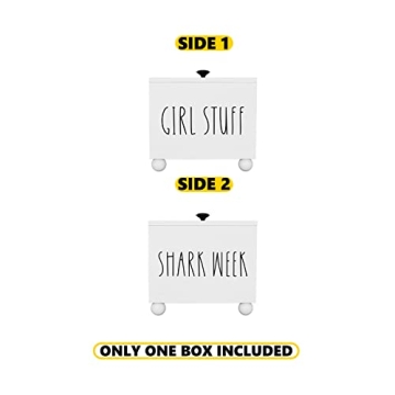 Tampon Holder for Bathroom, Farmhouse Pad Storage Container, Rustic Wood Bathroom Storage Bin with Lid, Period Organizer for Women, Feminine Products Caddy, Bathroom Accessories Decor Box (White)