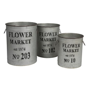 Creative Co-Op Set of 3 Flower Market Buckets for Decor